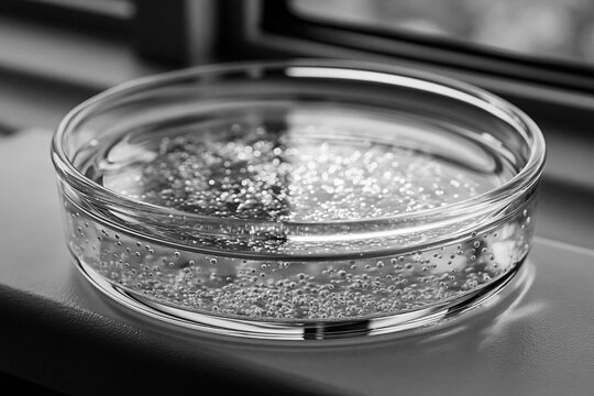 Glass petri dish with solution for x-ray photoelectron spectroscopy dn