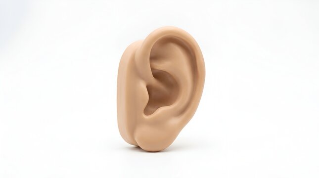 Medical model of a human ear isolated on white