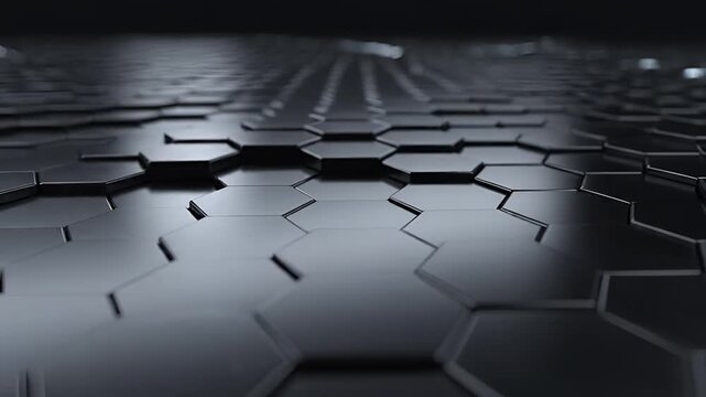 Abstract Dark Hexagonal Grid Pattern Futuristic Technology Background.