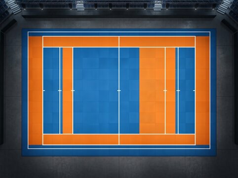 Overhead View of Professional Kabaddi Court with Dynamic Lighting and Texture