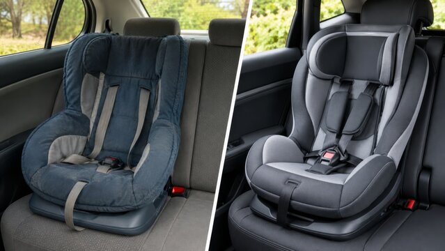 Old child car seat versus safe proper installation in a family car
