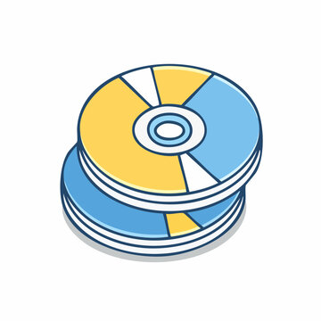 Stack of colorful CDs or DVDs