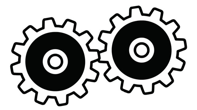 Video Animation Interlocking gears graphic symbolizing teamwork and mechanical synergy Transparent Background