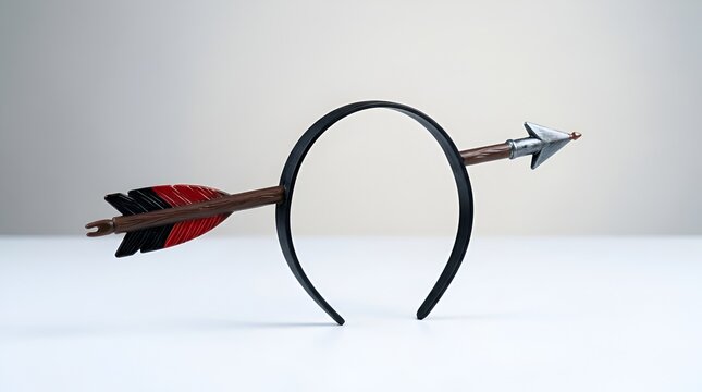 Novelty arrow through the head headband on white background.