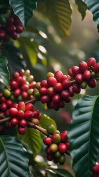 red coffee berries on a branch