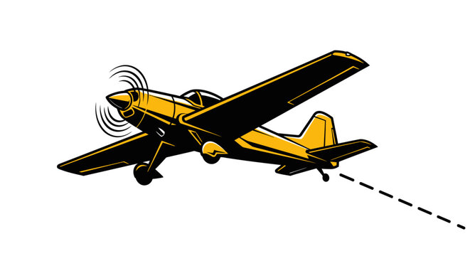 Vintage Yellow Propeller Airplane Flying with Motion Blur