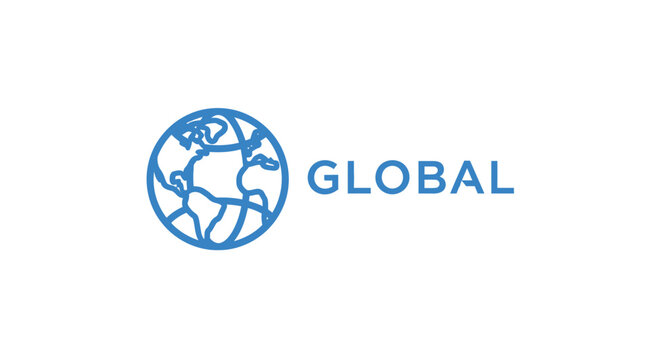 Blue globe logo with text global.