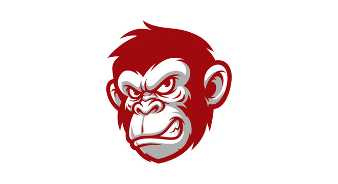 Angry Cartoon Gorilla Face Closeup Portrait.