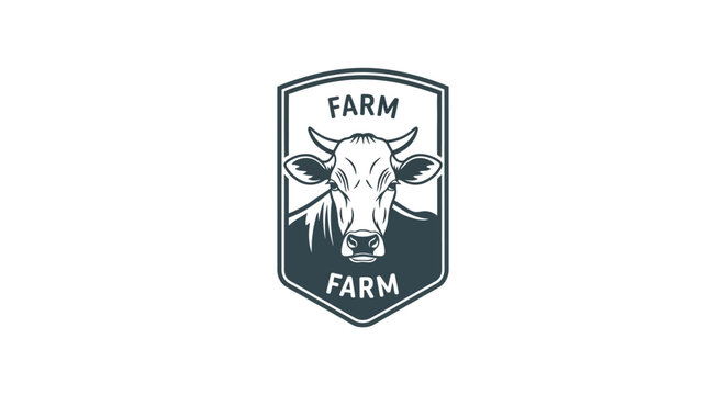 Cow head farm logo illustration.