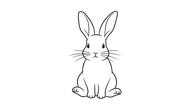 Cute Cartoon Bunny Sitting Upright.