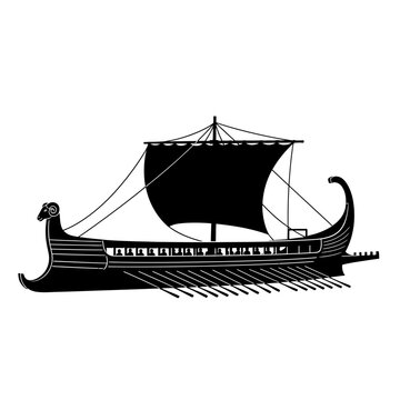 Ancient Greek Trireme Silhouette, Warship, Maritime History