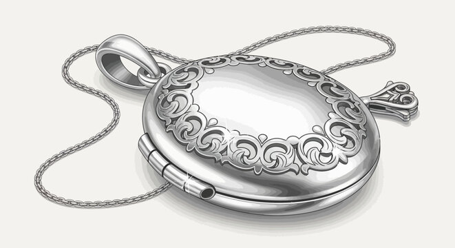 Antique Silver Locket Necklace with Ornate Filigree Design