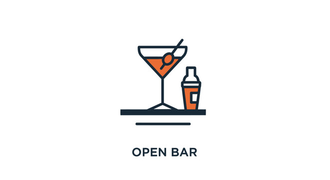 Cocktail glass with bottle icon.