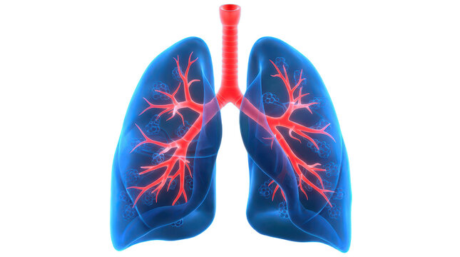 Human Lungs Anatomy with Bronchial Tree Medical Illustration (3D View)