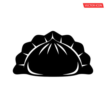 Black silhouette of a traditional dumpling icon, isolated on white background