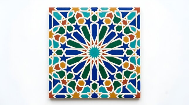 Traditional Moroccan geometric mosaic zellige tile design.