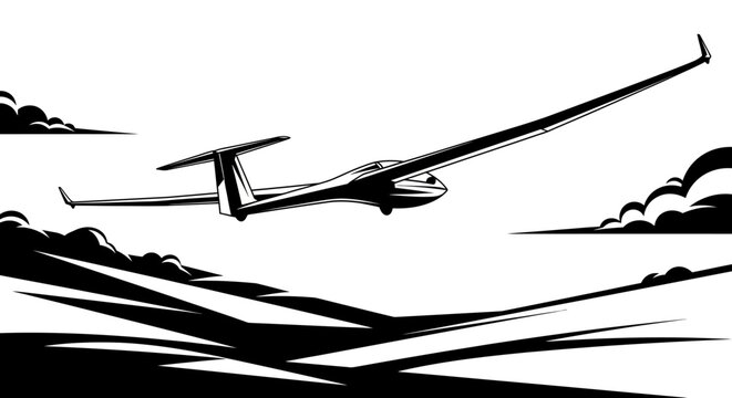 Glider Aircraft Flying Over Landscape