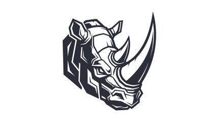Black and white rhino head illustration. © David