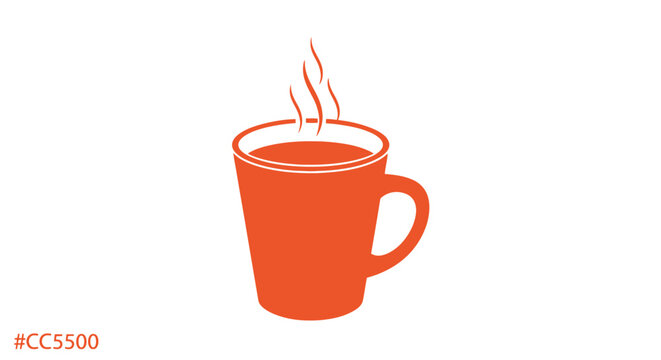 A steaming hot orange coffee mug.