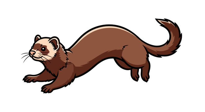 Ferret Running Cartoon Animal Illustration.