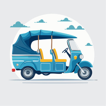 Blue Tuk-Tuk Auto Rickshaw Illustration