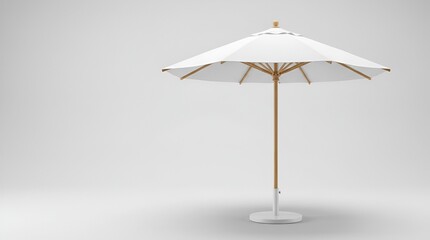 Obraz premium White patio umbrella isolated on plain background.