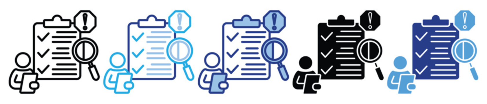 Risk assessment icon set multiple style collection