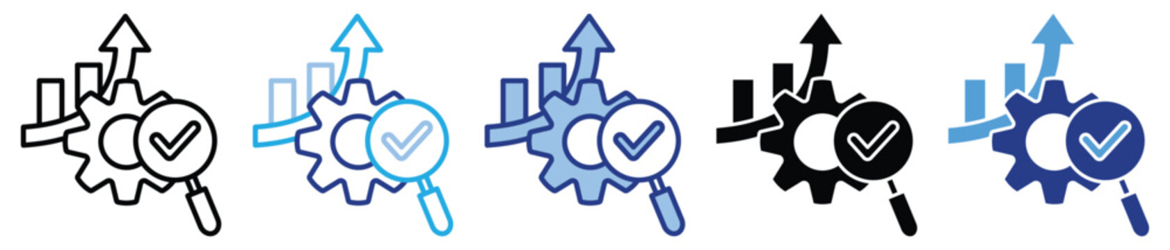 Process optimization icon set multiple style collection