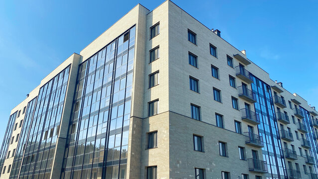 Architecture and real estate, modern residential apartment building with panoramic windows