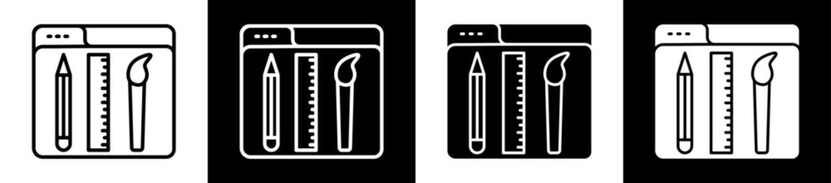 Web Design Icon Black And White Vector Illustration.