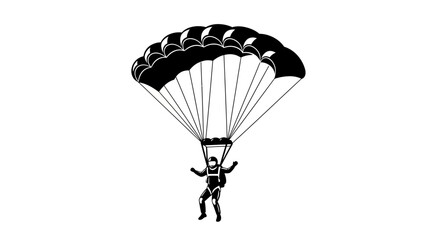Skydiver Descending with Parachute Open © zulfa