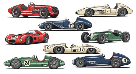 Fototapeta premium Classic Speed: A Collection of Vintage Racing Cars