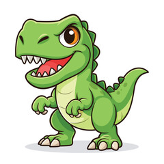 Fototapeta premium Angry green dinosaur cartoon character