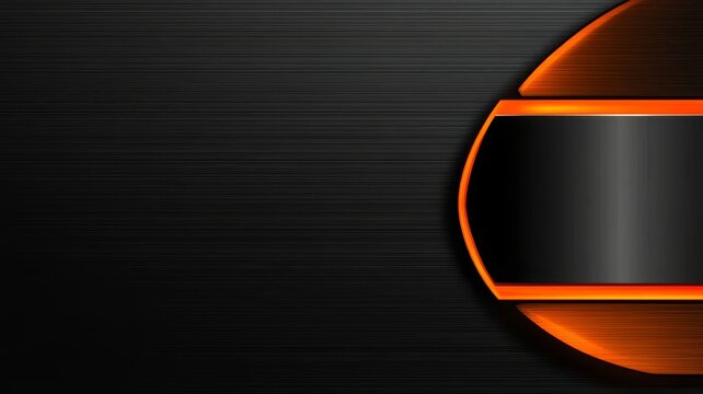 Abstract dark metallic background featuring sleek orange glowing curves and brushed steel surface textures for modern digital projects