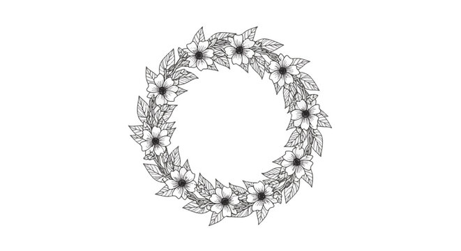 Intricate black and white circular line art pattern featuring geometric shapes and symmetrical round ornaments, ideal for zentangle coloring pages or abstract vector backgrounds.