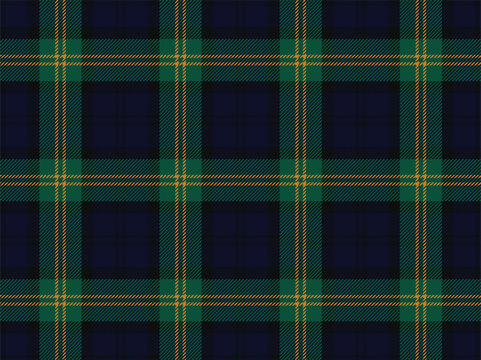 Heritage plaid seamless pattern background, navy blue green gold scottish check pattern for flannel shirt and scarves