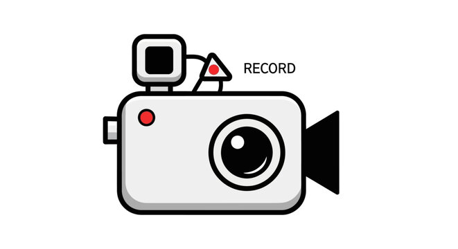 Retro Video Camera with Record Light, Vintage Filming Equipment Icon