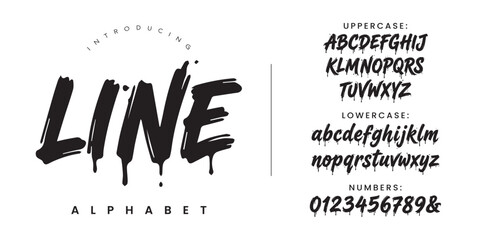 Line street art graffiti brush font dripping paint alphabet vector lettering collection © happy