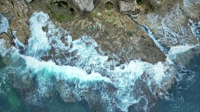 Aerial View of the Jurassic Coast. Wild Waters of Southern England. Ocean Meets Rock.