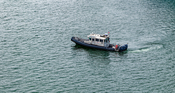 Los Angeles Port Police Patrol Vessel in the Port of Los Angeles Harbor