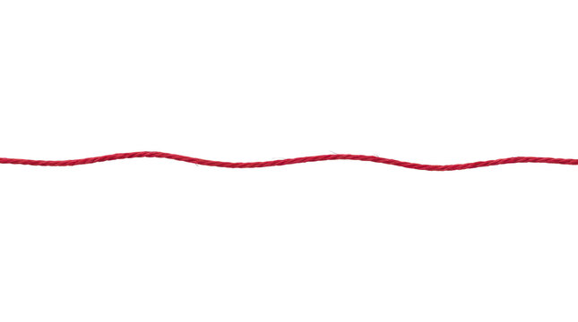 Red Twisted String Against White Background - Minimalist Textile Detail
