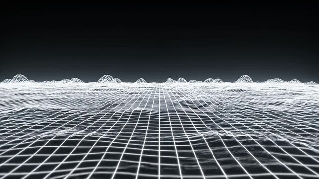 Abstract digital landscape grid based terrain visualization