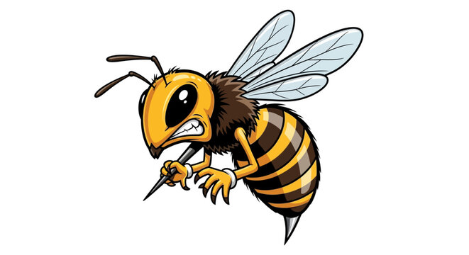 Angry Bee Insect Icon with Stinger Ready to Attack