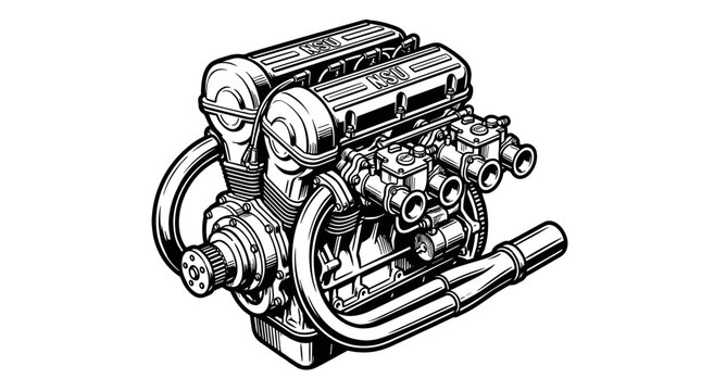 V8 Engine Illustration.