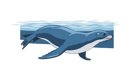 Blue Seal Swimming Underwater - Digital Illustration © alvin