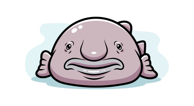 Blobfish Cartoon Character - Adorable Underwater Creature