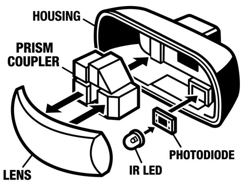 Diagram of an optical sensor component assembly.