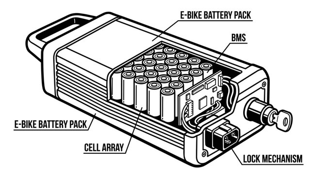 E Bike Battery Pack Internal Components Diagram.