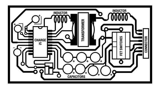 Electronic Circuit Board Diagram with Components Labeled.