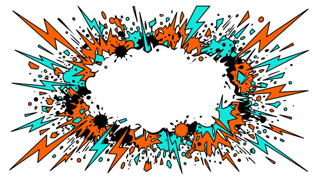 Vibrant orange and blue explosion of lightning bolts and splatters Wit 11
